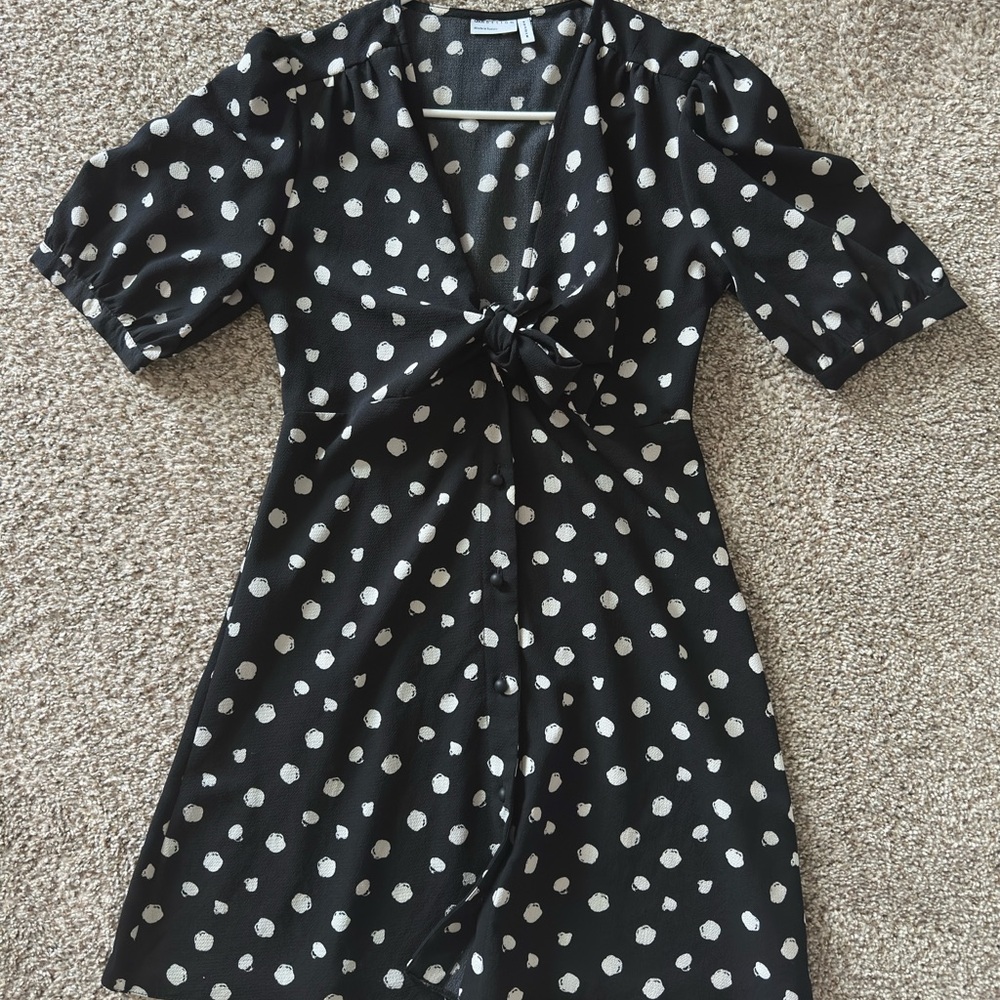 ASOS Black and White Puff Sleeve Mini Sundress